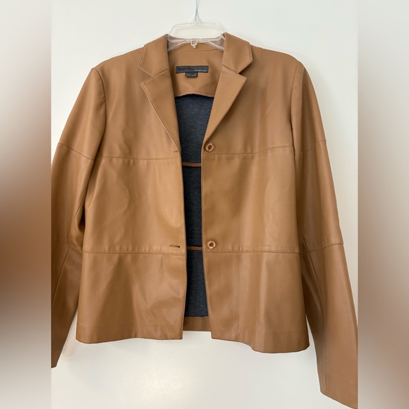 Teenflo Tan Faux Leather Jacket with Cotton Lining - Picture 3 of 6